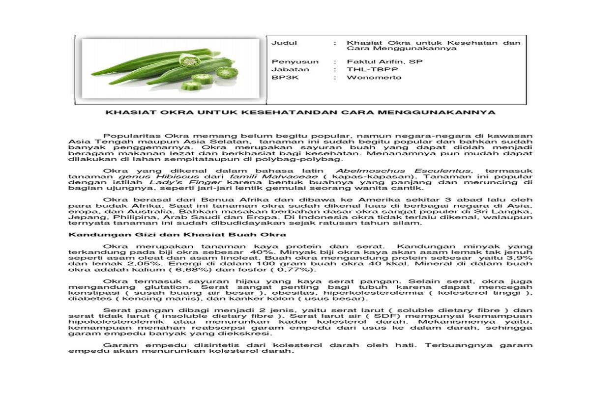 Manfaat Buah Okra Untuk Kesehatan