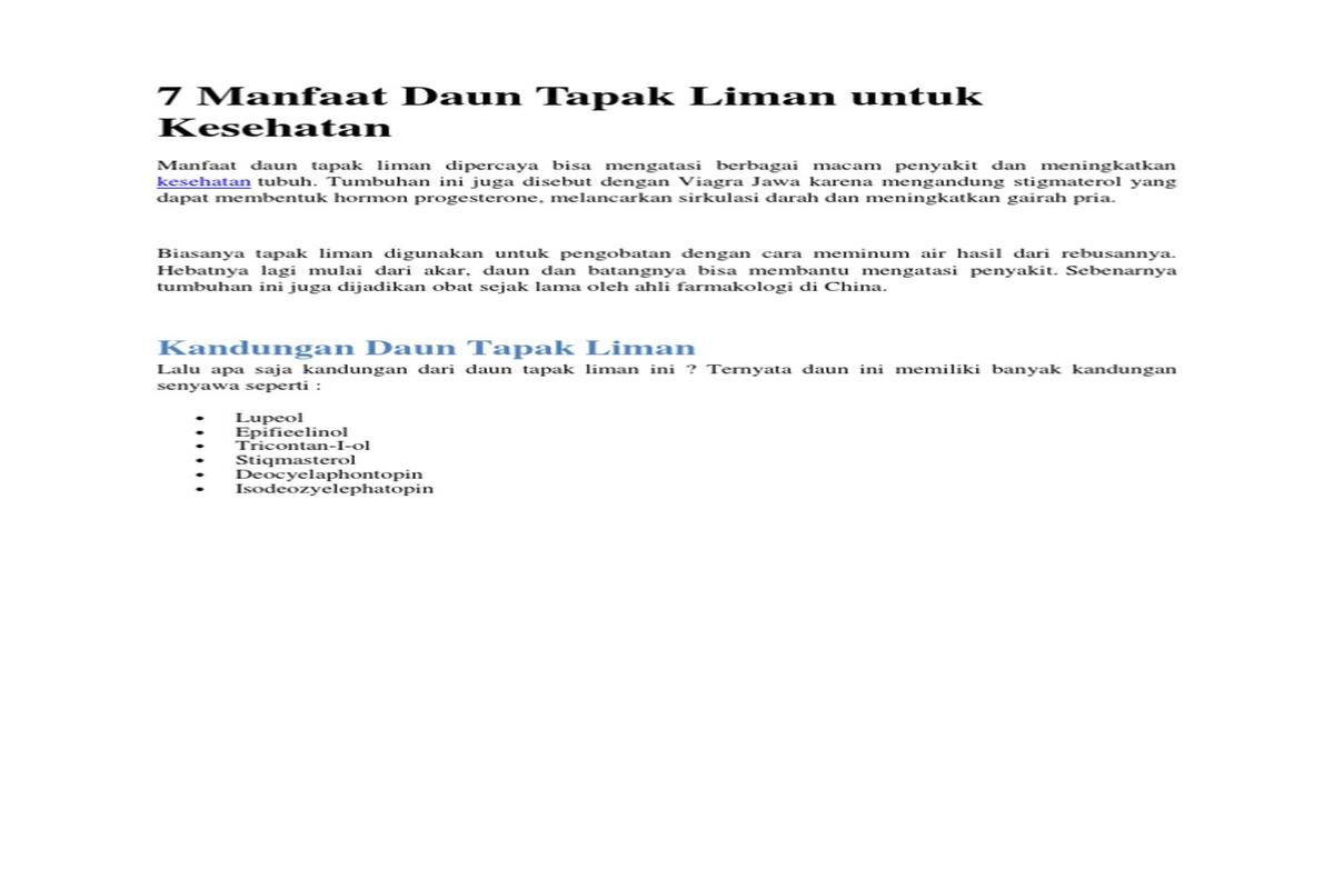 Manfaat Tanaman Tapak Liman