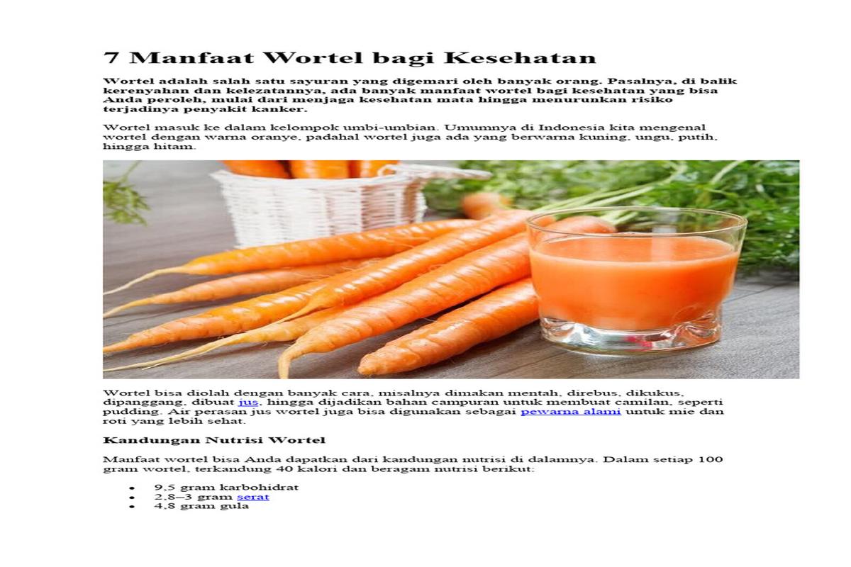 Manfaat Wortel Bagi Kesehatan